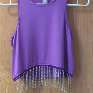 Purple Sleeveless Top with Fringe